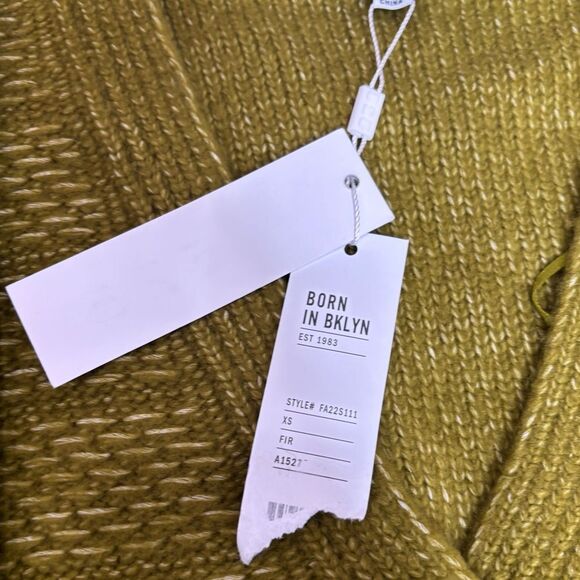 525 America Texture Stripe Cardigan Sweater green button front vneck size XS NWT - Picture 5 of 7